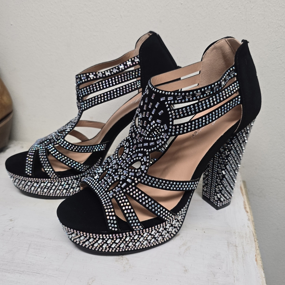 Elegant Black and Silver Women's Heels